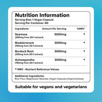 iperk iPerk Sea Moss Complex: Bladderwrack, Burdock & Ashwagandha - 14,000mg High Potency Formula - 60 Vegan Capsules - UK Manufactured