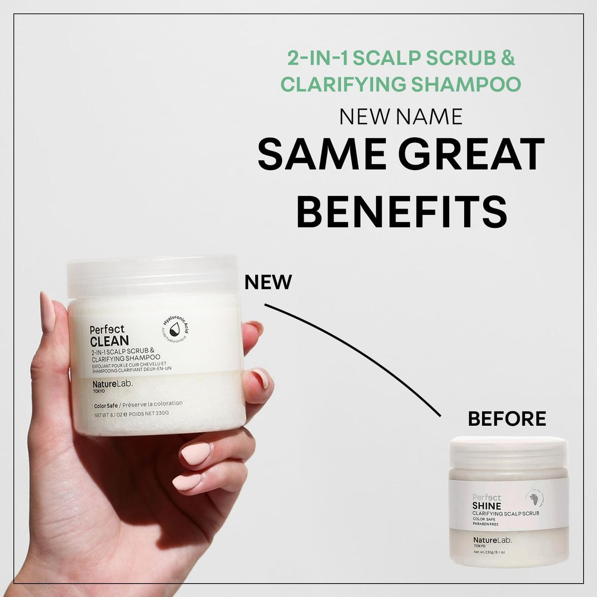 NatureLab Perfect Shine Scalp Scrub - Paraben-Free Dry Scalp Treatment + Scalp Moisturizer - 3-in-1 Gentle Foaming + Exfoliating Scrub with Grape Stem Cells, Pearl + Hyaluronic Acid (8.1 oz / 230g)