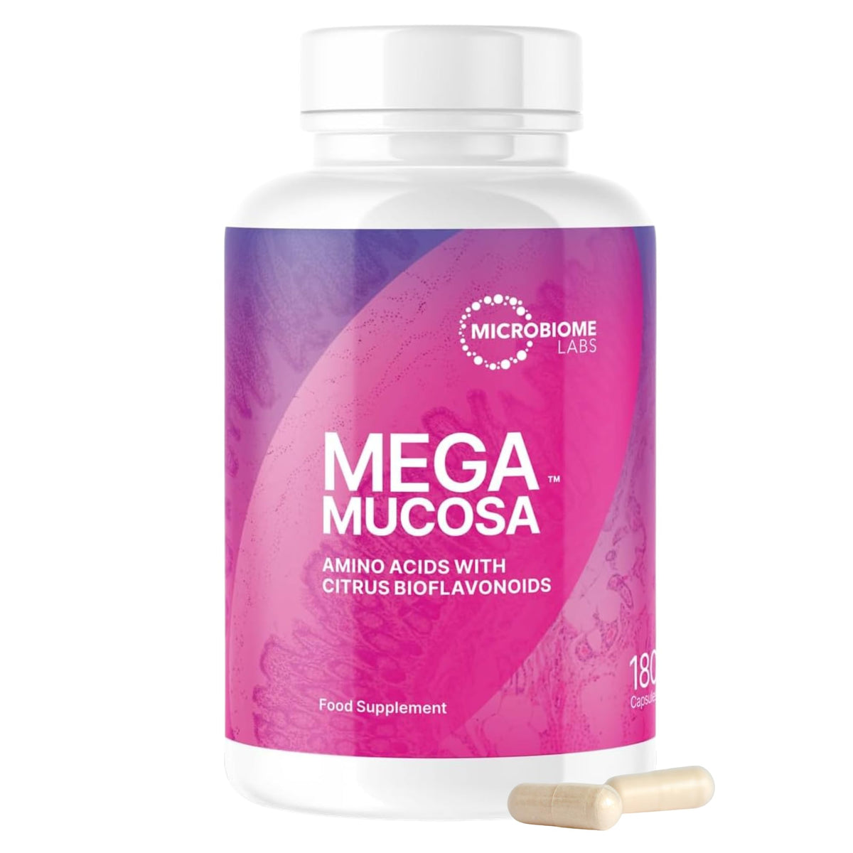 Microbiome Labs MegaMucosa – Complete Mucosal Support Supplement with L-Glutamine, Amino Acids & Citrus Bioflavonoids (MicrobiomeX®) – Supports Healthy Gut Barrier Function (180 Vegan Capsules)