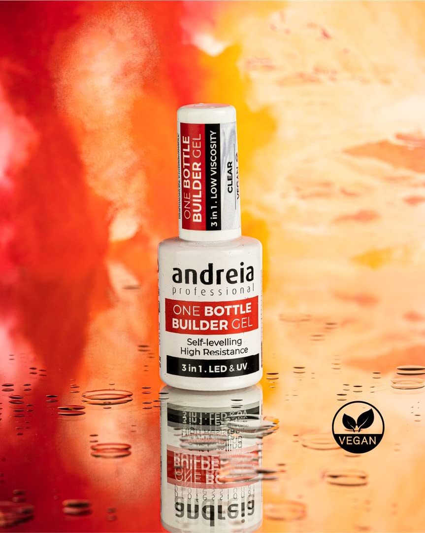 Andreia Professional Gel Builder Nail Construction - Triphasic 3 in 1 Low Viscosity - LED & UV Builder Gel in a Bottle - Nail Extension - Self Levelling High Resistance - Colour Cover Nude 14 ml