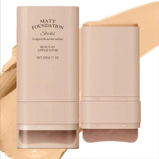 2-in-1 Makeup Foundation & Concealer Stick with Brush - Full Coverage Cream Foundation for Mature Skin