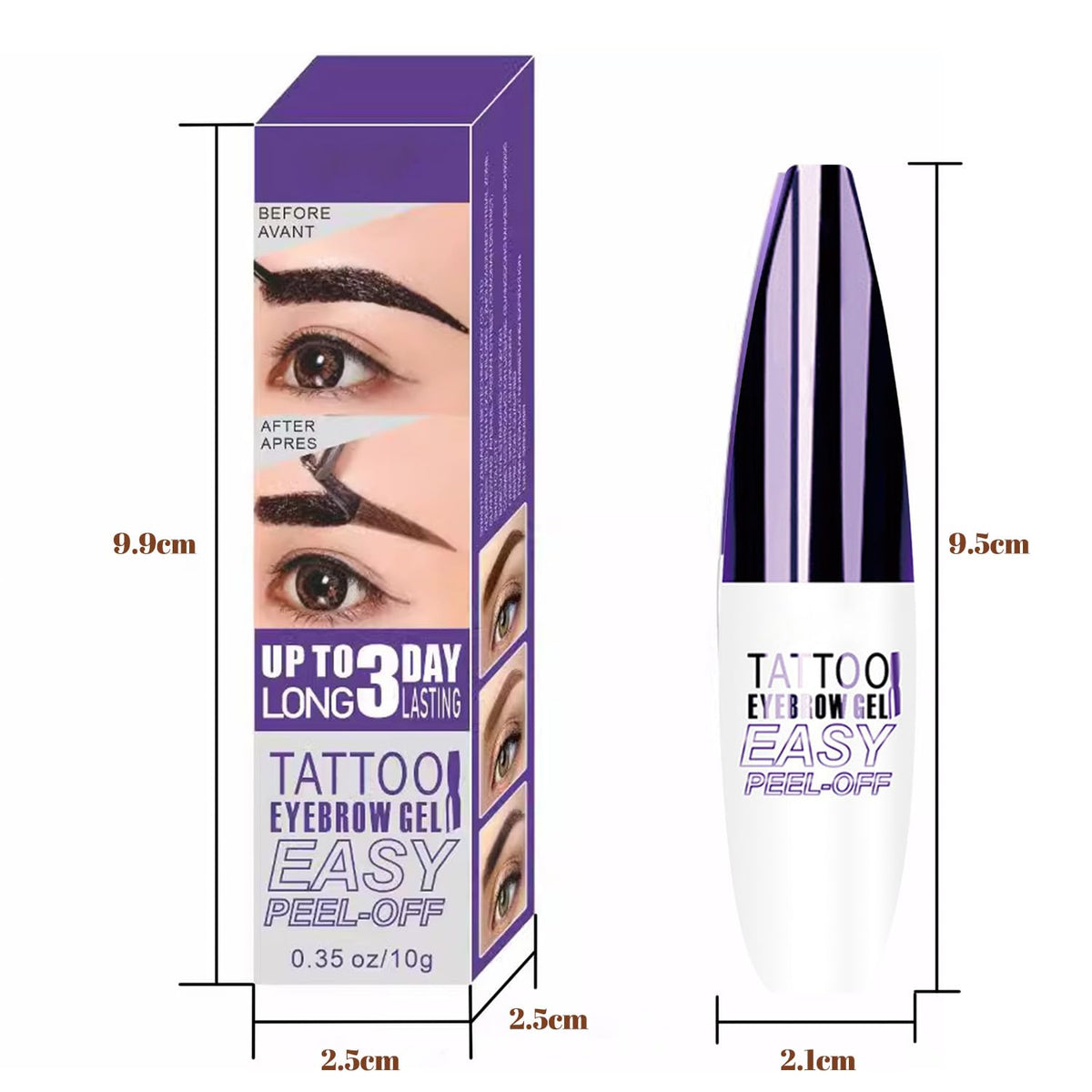 ZoeyShine Natural Colors Peel Off Eyebrow Gel Tint – Waterproof, Smudge-Proof, Long Lasting Up to 3 Days(Light Brown)