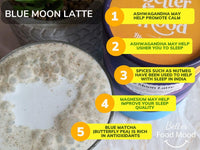 Better Food Mood Blue Moon Latte 100g | Adaptogen Blend with Ashwagandha Powder, Blue Matcha, Spices, Magnesium for Sleep & Relaxation