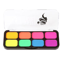 XINCHIA 8Colors UV Glow Neon Face and Body Painting Palette Set Fluorescent Halloween Cosplay Body Art Party Fancy Make Up Face Paint Blacklight Glow Safe Body Paint Non-toxic Pigment for Halloween Carnival
