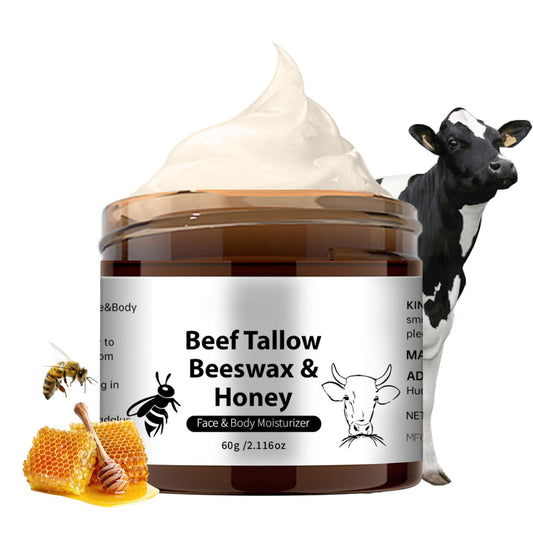ISBEAUSOLS Beef Tallow Moisturiser - Beef Tallow Skin Care - Tallow And Honey Balm Beeswax for Skin Deep Nourish - Face & Body Butter for Dry Skin - Face Cream for Repair Barrier,Tender Skin 60g