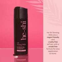 he-shi He-Shi Dark Tanning Milk 200ml - Lightweight Fake Tan Milk with Glycerine & Hyaluronic Acid for Silky Hydrated Skin, Dark Bronzed Glow - 96% Natural, Suitable for All Skin Types