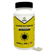 OmniCo Vitamin D3 Tablets - 4000IU - 450 High Strength 6mm Vegan Tablets – Easy to Swallow Micro Tablets for Mood & Energy - Vitamin D Supplements for Immune Support - Made for Men & Women