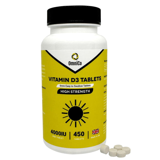 OmniCo Vitamin D3 Tablets - 4000IU - 450 High Strength 6mm Vegan Tablets – Easy to Swallow Micro Tablets for Mood & Energy - Vitamin D Supplements for Immune Support - Made for Men & Women