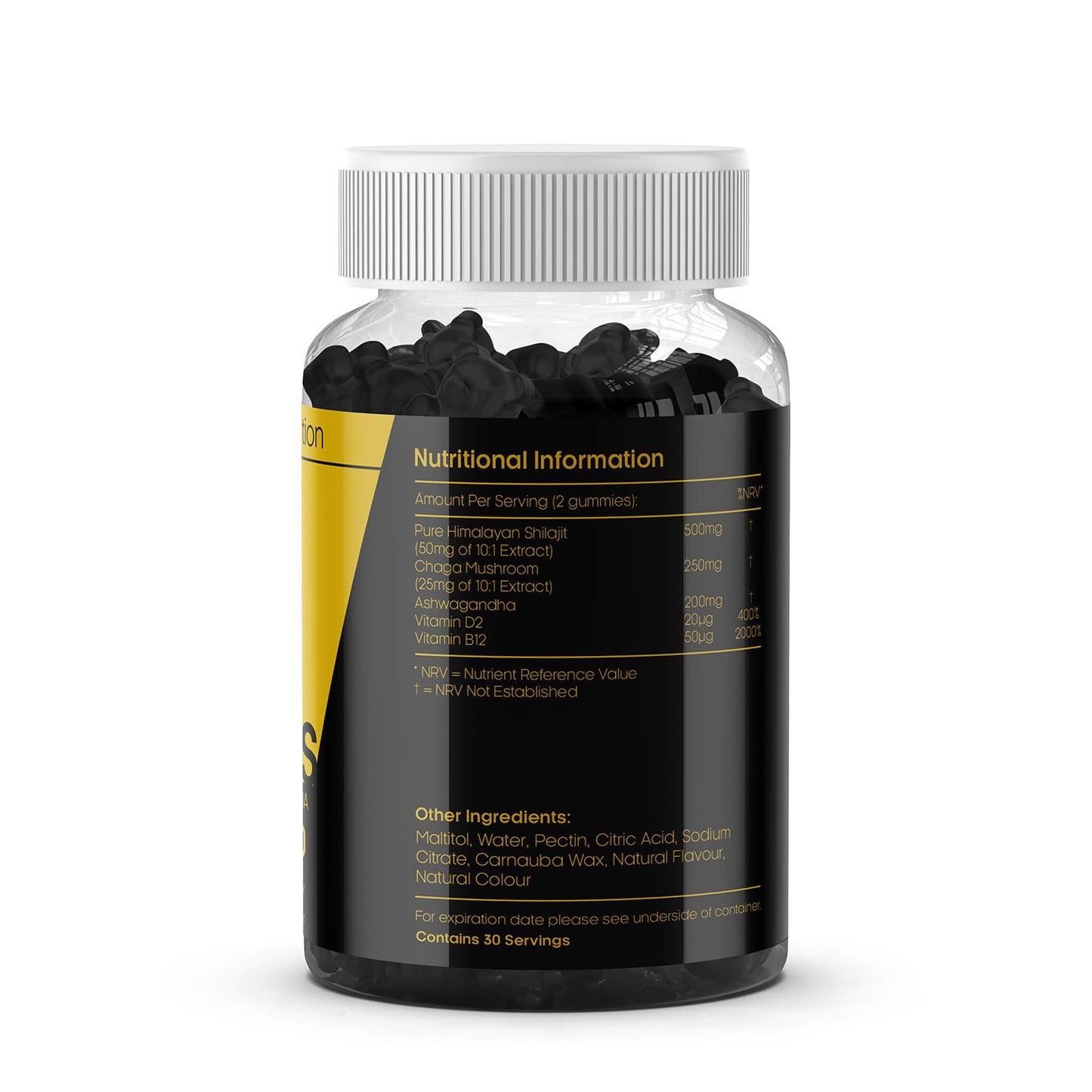 Shilajit Gummies High Strength with Chaga and Ashwagandha, Himalayan Shilajit for Energy, Immunity & Focus, Sugar-Free