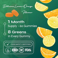 Known Delicious Green Cleanse Gummies - Chlorella & Gut-Friendly Bacteria - Natural Lemon & Orange Flavour - 60 Vegan Gummies, 1 Month Supply