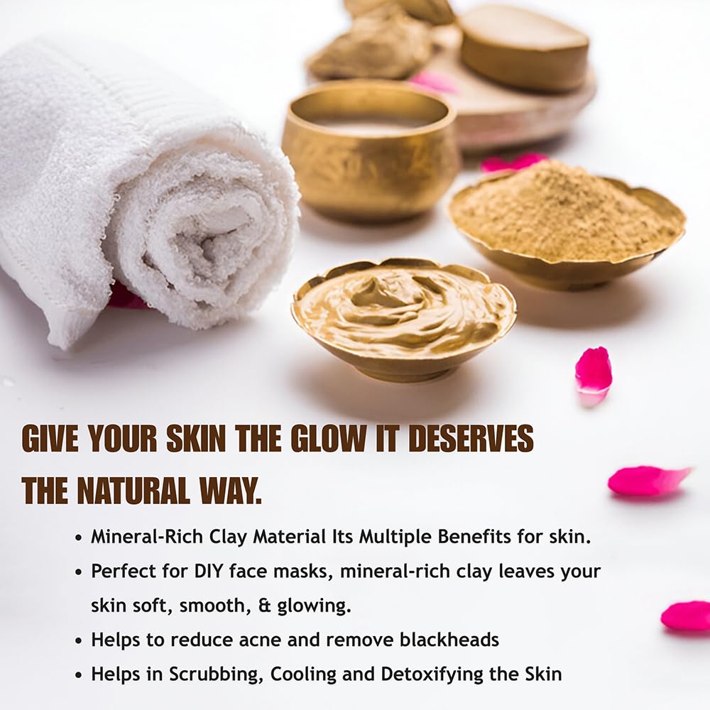 Hebhac Herbs Multani Mitti Powder, Bentonite Clay & Fuller's Earth Clay – 100% Natural Skin Soother, Cleanser & Acne Reducer – 100g