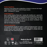 NEO-NUTRITION Magnesium Citrate 500MG for Calm, Relaxation, Constipation & Digestion Health Support | High Absorption Supplement with Elemental Magnesium Oxide | Non-GMO, Soy-Free | 60 Capsules