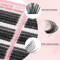 Yomice Lash Clusters Fluffy Individual Eyelashes 60D+80D+100D DIY Lash Extensions Thick Cluster Lashes 8-16mm Natural Eyelash Clusters Russian D Curl Volume Eyelash Extensions at Home(60D+80D+100D)