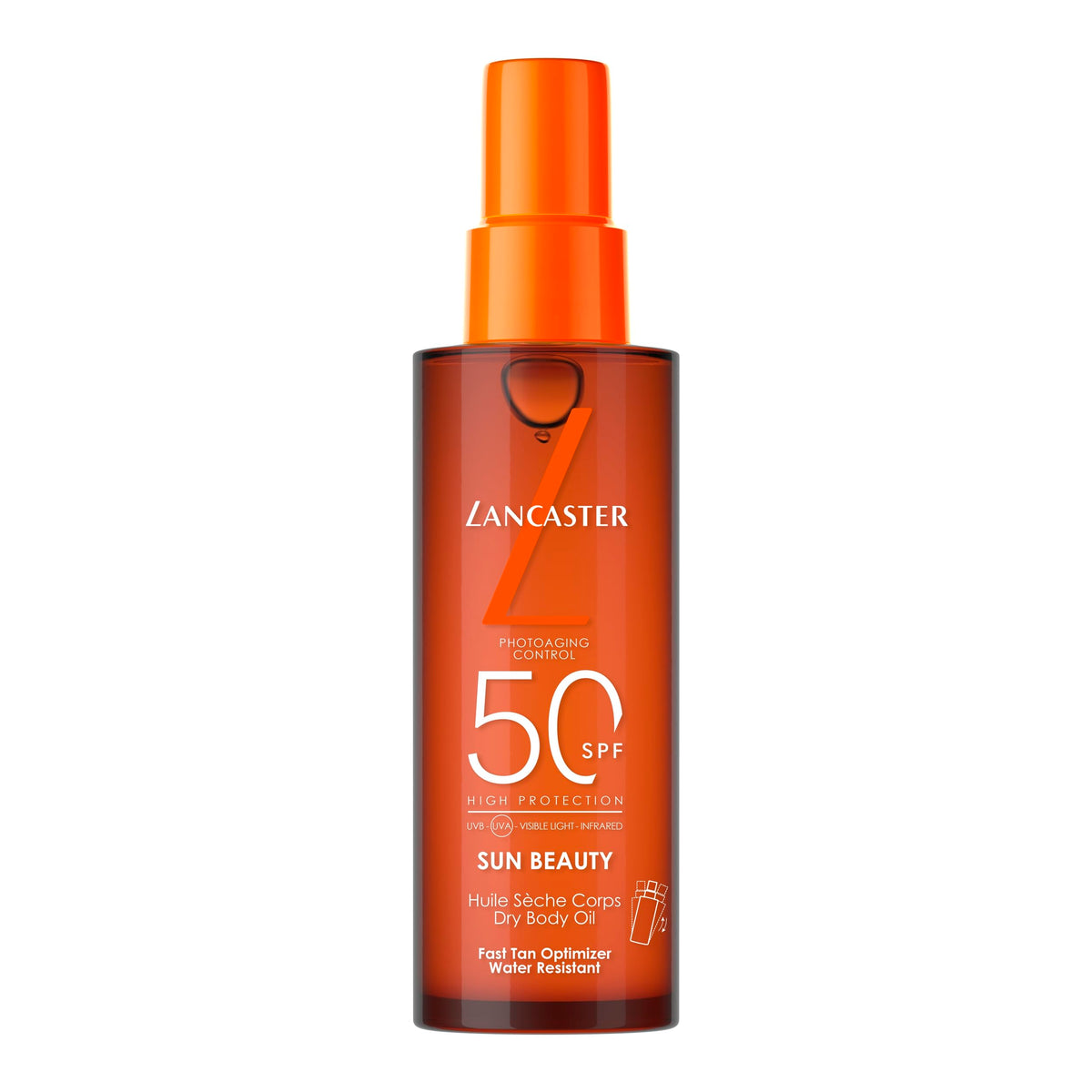 Lancaster Sun Beauty Dry Body Oil SPF50 150ml | Photoaging Control | Broad Spectrum Sun Protection | Fast Tan Optimizer | Water Resistant Formula | Dries Invisible | Suitable for All Skin Types