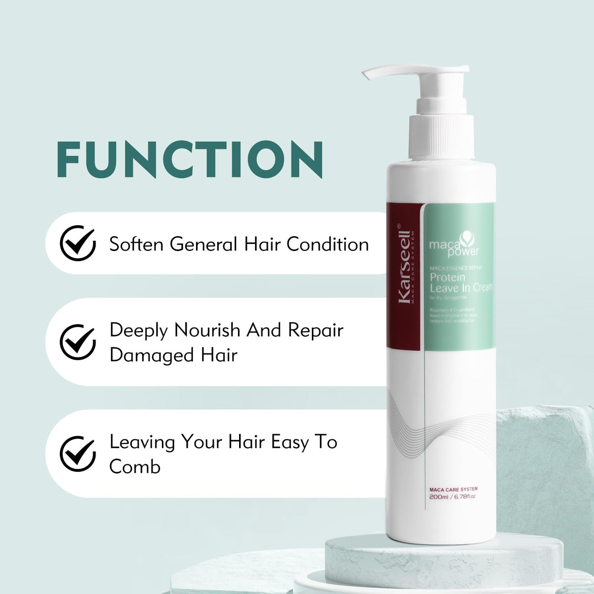 Karseell Protein Cream Leave-In Conditioner Overnight Hair Mask Deep Hydration Protein Cream for Dry Damaged Hair, 200ml