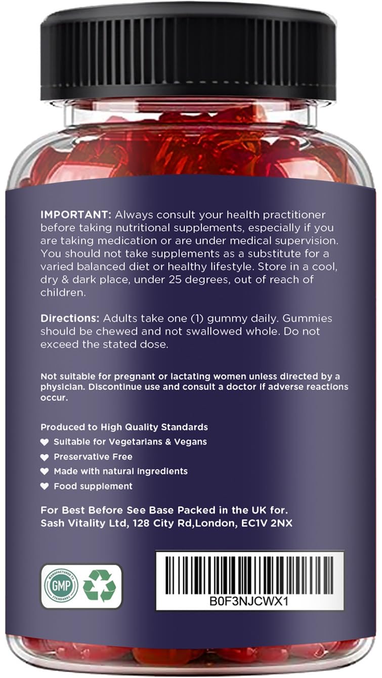 SASH Vitality Liver Detox Complex Gummies | 14-in-1 Vegan Formula with Turmeric, Artichoke & More | Sugar-Free, Gluten-Free | Liver Support | 90 Vegan Gummies | Gel/Candy Supplement