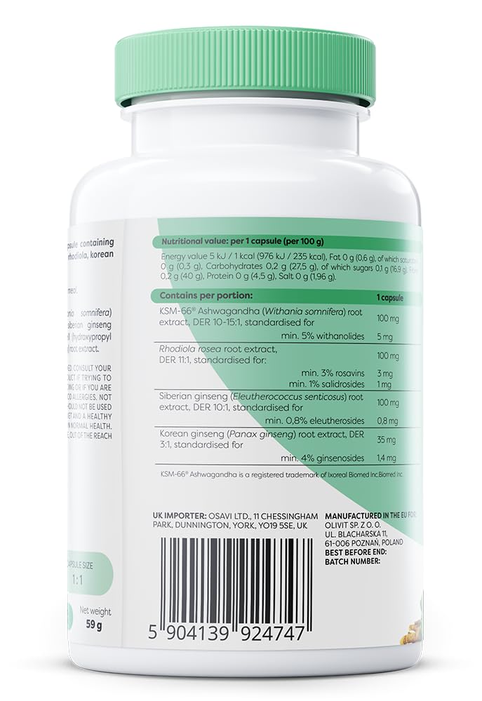 OSAVI Osavi Ashwagandha + Rhodiola & Ginseng - 120 Vegan Capsules