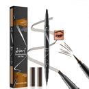 Mikloven 2-in-1 Waterproof Eyebrow Pencil – Dual-Ended Brow Pen with 4-Fork Tip & Precision Brush for Natural Hair-Like Strokes – Smudge-Proof, All-Day Wear (Dark Brown)