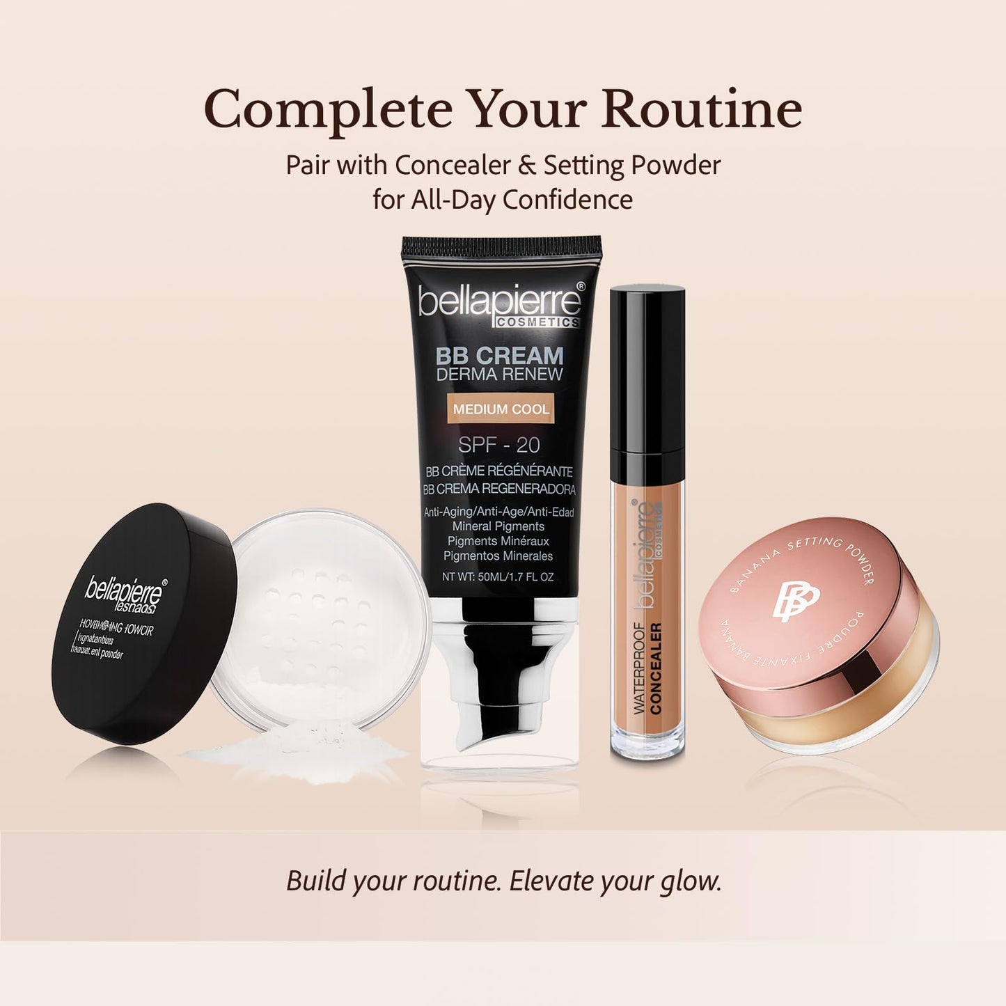 bellapierre BB Cream with SPF 20 - Tinted Sunscreen, Concealer, Matte Foundation, & Moisturizing Face Cream | Lightweight Formula + Pump Top Applicator | Non-Toxic & Paraben Free - 48 ML - Dark