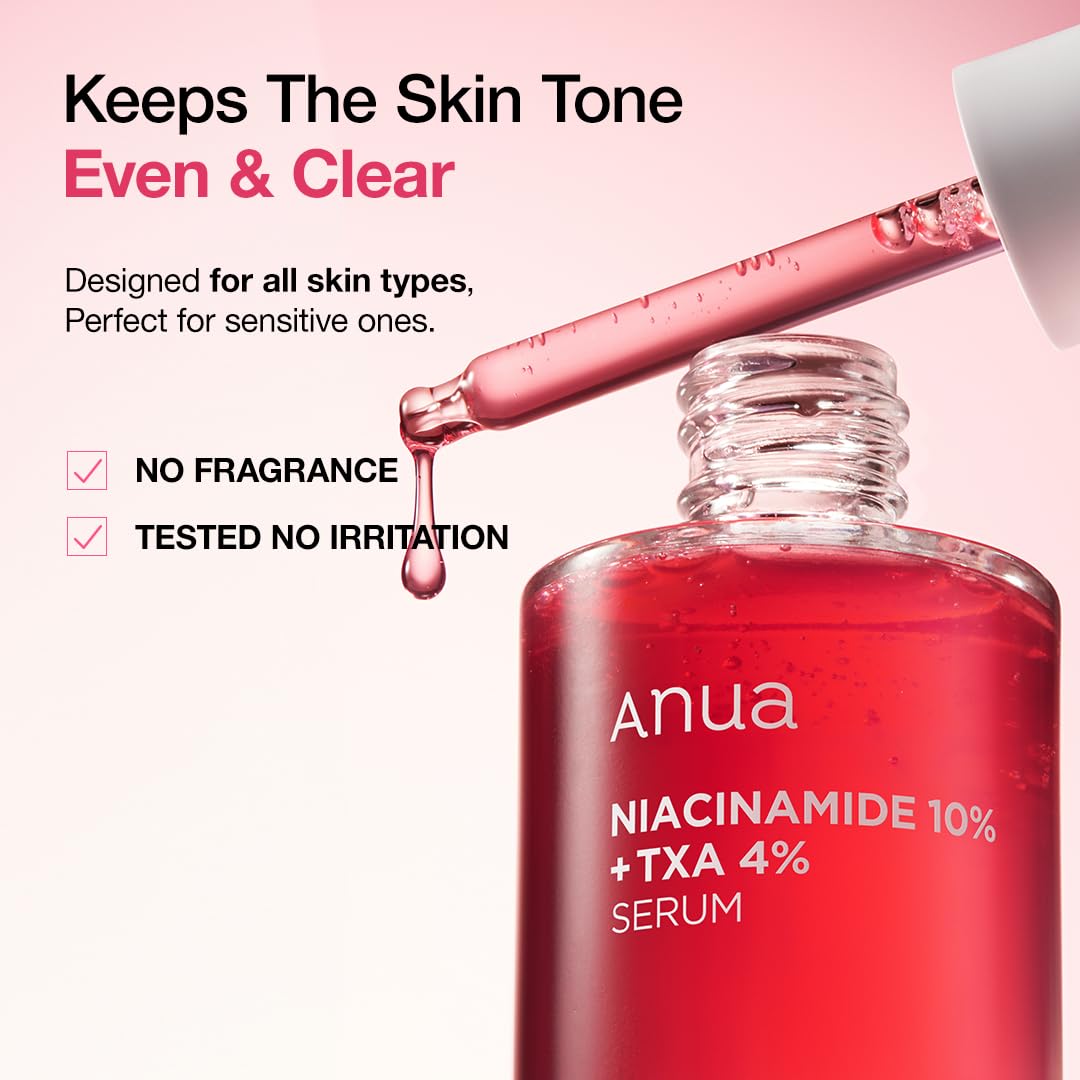 ANUA 10% Niacinamide+ 4% Tranexamic Acid Serum, Ceramide, Hyaluronic Acid, Vitamin B12 natural color, for Sensitive skin, Korean Glass Skin, Fragrance-Free (30ml /1.01 fl.oz.)