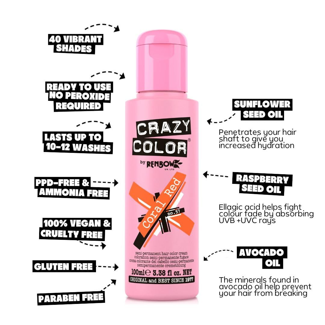 Crazy Color Coral Red Hair Dye 100ml