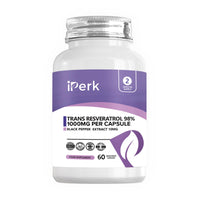 iperk Trans Resveratrol 1000 mg (Per Capsule) 60 Vegan Capsules Non GMO Made in The UK in HACCP ACCREDITED Facilities