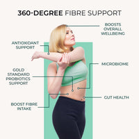Inspiriko 15g Soluble Fibre Supplement - 50% NHS Daily Intake (2 Servings). 6-in-1 Fiber Supplement Powder with Inulin Prebiotic Fibre Powder, FOS, Acacia & Probiotics. Tasteless, Dissolves Easy, 30 Servings