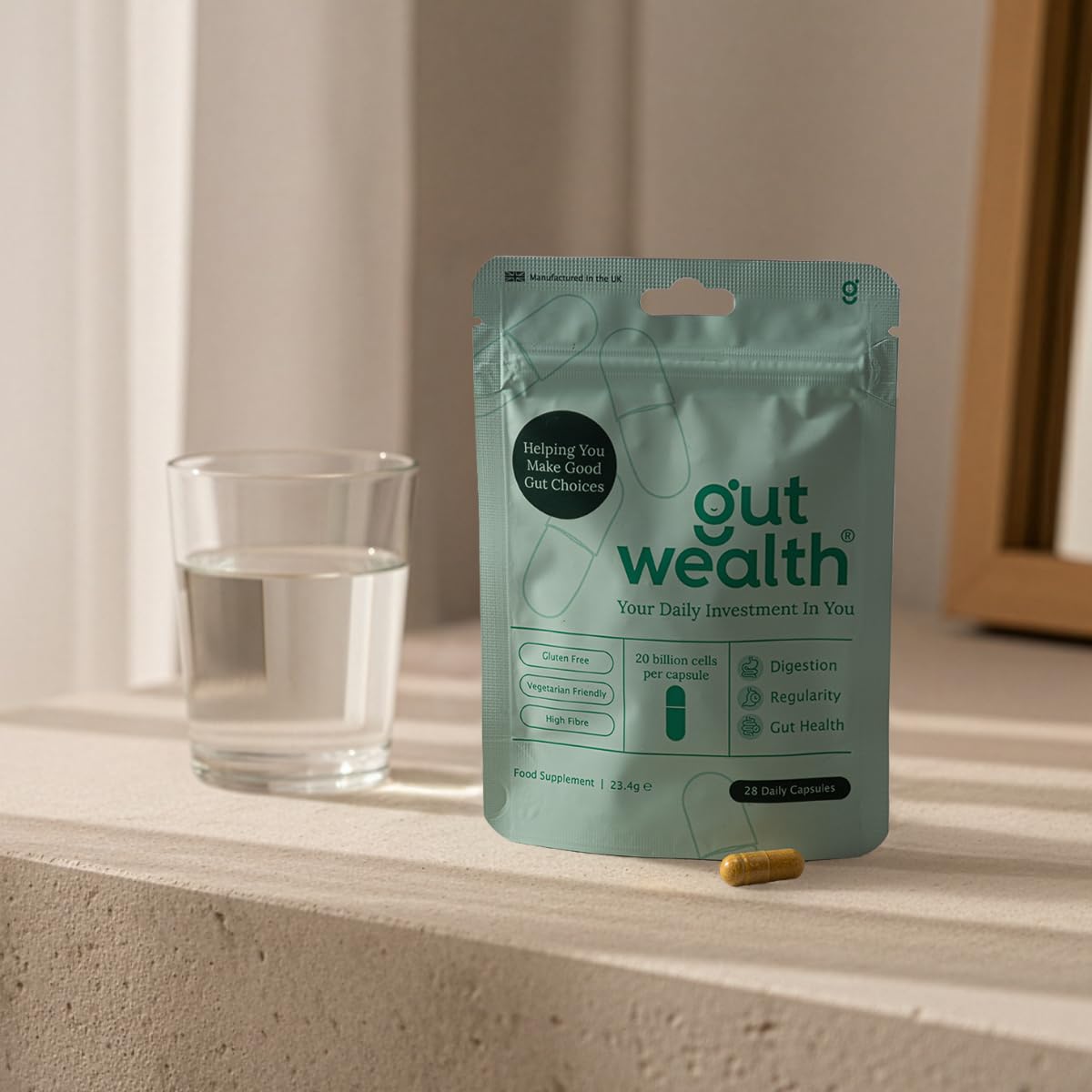 Gut Wealth Daily Postbiotic Capsules for Gut Health Support, 4 Week Pack