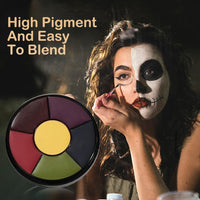 NoraGlaze 6 Color Bruise Wheel SFX Makeup Kit - Oil-Based Zombie Makeup Palette for Halloween & Special Effects Non-Toxic Face and Body Paint Professional Theatrical FX for Cosplay Use