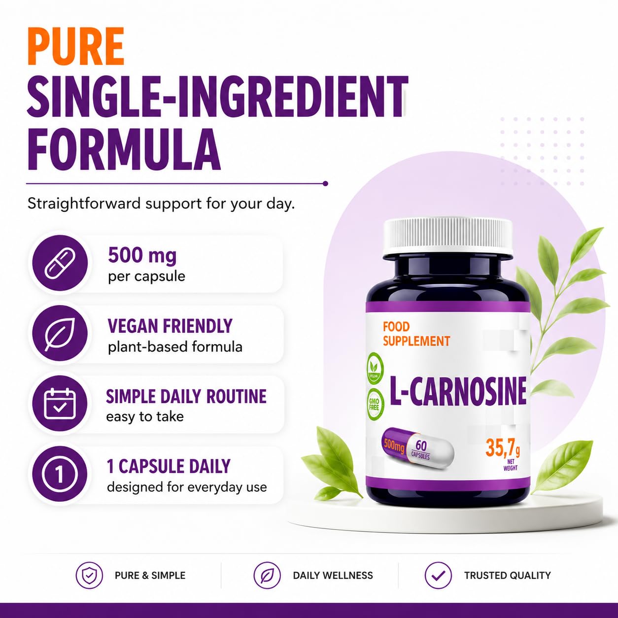 Hepatica L-Carnosine 500mg | Beta-Alanine & Histidine Dipeptide | 60 Vegan Capsules | 2-Month Supply | 3rd Party Lab Tested
