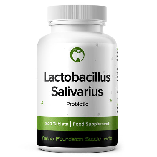 Natural Foundation Lactobacillus Salivarius Probiotic Supplement 240 Tablets 3 Billion CFU Probiotics for Men & Women Vegan Friendly Made in The UK (Lactobacillus Salivarius)
