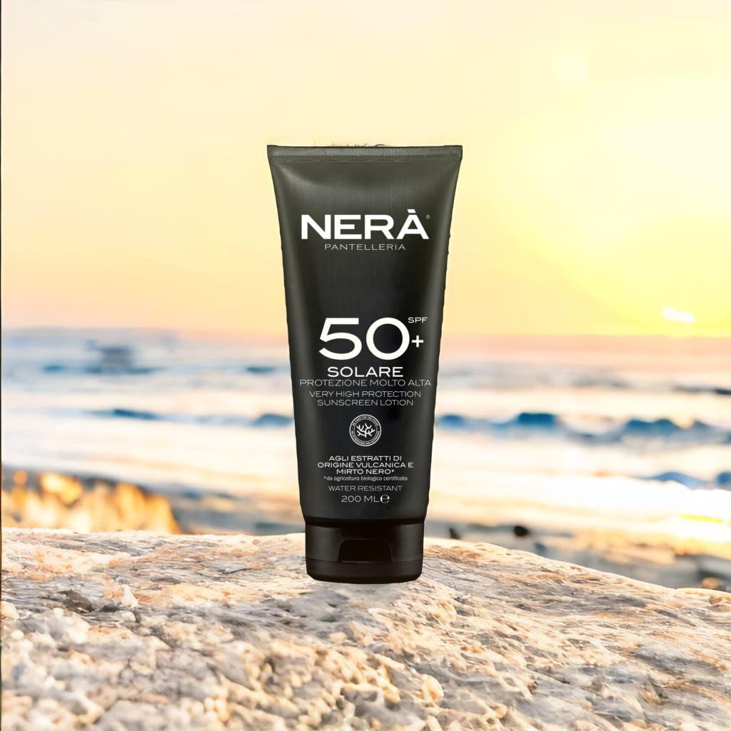 Nera Pantelleria NERA Pantelleria Water Resistant SPF50+ Very High Protection Sunscreen Lotion 200ML - Nourishing Face Sun Cream with UVA/UVB Filters, Prevents Dehydration & Skin Aging For Men and Women