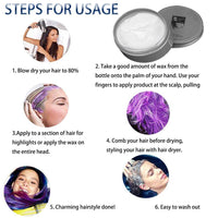 HTRUIYATY Temporary Hair Color Wax Hair Paint Wax for Natural Hair Washes Out in 1 Wash Session Apply to Party Cosplay Halloween-White