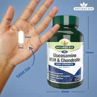 Natures Aid Glucosamine MSM & Chondroitin with Vitamin C - High Strength Joint Support - Mobility & Cartilage Health, Collagen Formation - Non-GMO, Gluten-Free Supplement - 90 Tablets