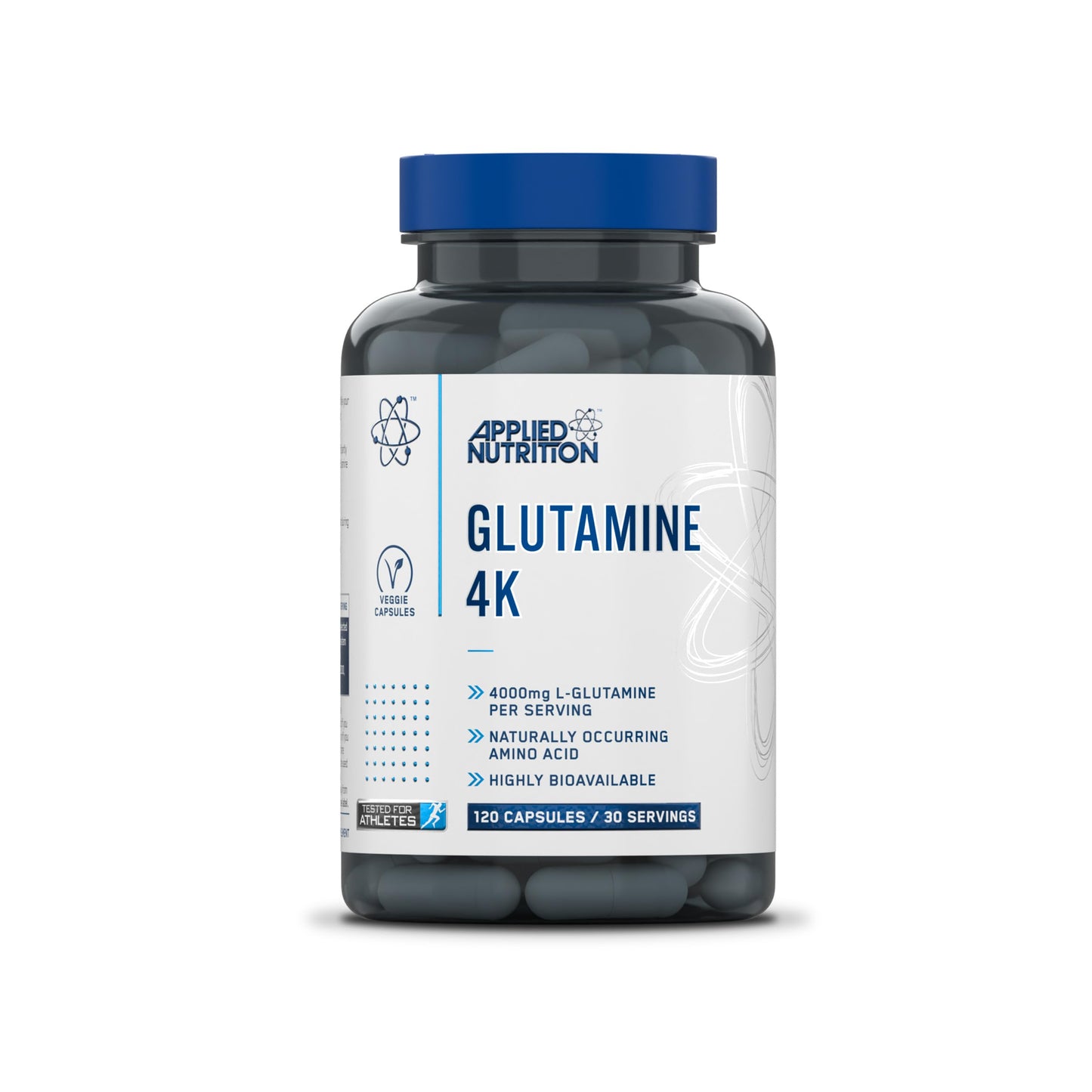 Applied Nutrition Glutamine 4K - L Glutamine 4000 mg Per Serving, Restore Amino Acid Levels (120 Capsules - 30 Servings)