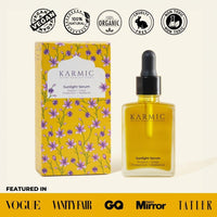 Karmic Skin Brightening Vitamin C Face Serum: With Saffron & Vit. E | Hydrate & Reveal Bright Glowing Skin | Correct Dark Spots | Treat Hyperpigmentation | Organic Facial Oil Skin Care | Women & Men