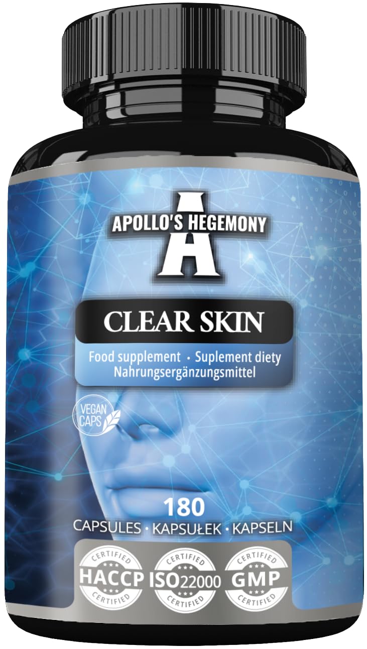 Clear Skin - Vitamin B5 200mg (Pantothenic Acid) and Acetyl-L-Carnitine 70mg, 180 Vegan Capsules, 6 Months Supply, Anti-Acne, Enhanced Skin Health, Diet Supplement - by Apollo's Hegemony