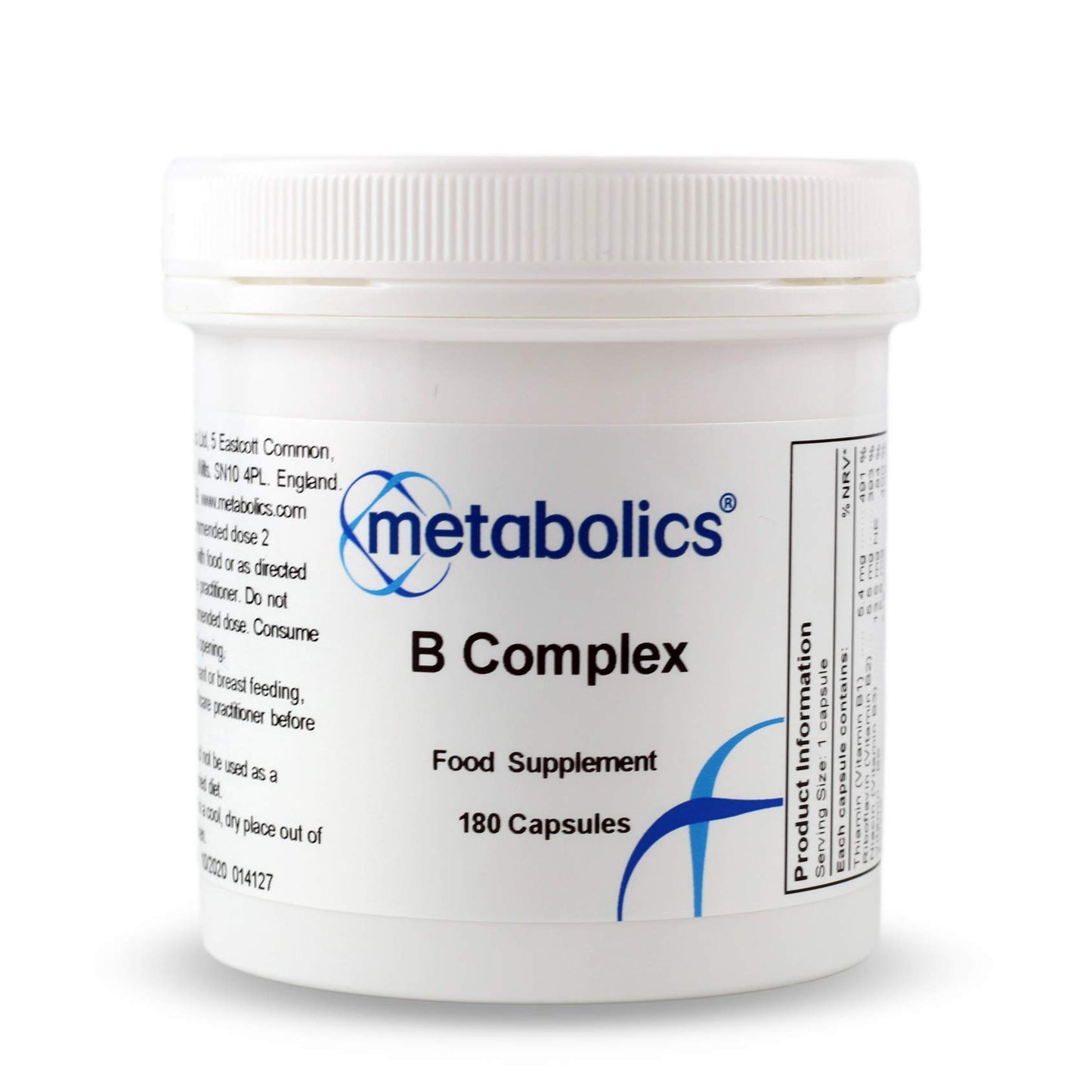 Vitamin B Complex Capsules — Contains Vitamin B12 Methylcobalamin & Adenosylcobalamin + B1, B2, B3, B5, B6, B7, Choline Folate & Biotin | All from Bio-Available Forms — Additive Free