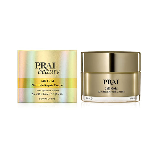 PRAI 24K Gold Wrinkle Repair Night Creme (50ml) - Ultimate Solution for Fine Lines, Dullness, Wrinkles, and Dark Spots - Anti Aging Formula Revitalize the Skin While You Sleep