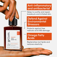 grüum Acai Berry Face Oil 30ml - 100% Natural Anti-ageing Vitamin E Oil for Skin with Vitamin A & C for Women & Men - Made in the UK