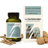 The Herbtender Ashwagandha & Lion’s Mane Supplement – Calm & Collected 60 Capsule Jar - Ashwagandha Capsules High Strength - Lion’s Mane Capsules - Natural Stress & Anxiety Support - Calming Tablets for Adults