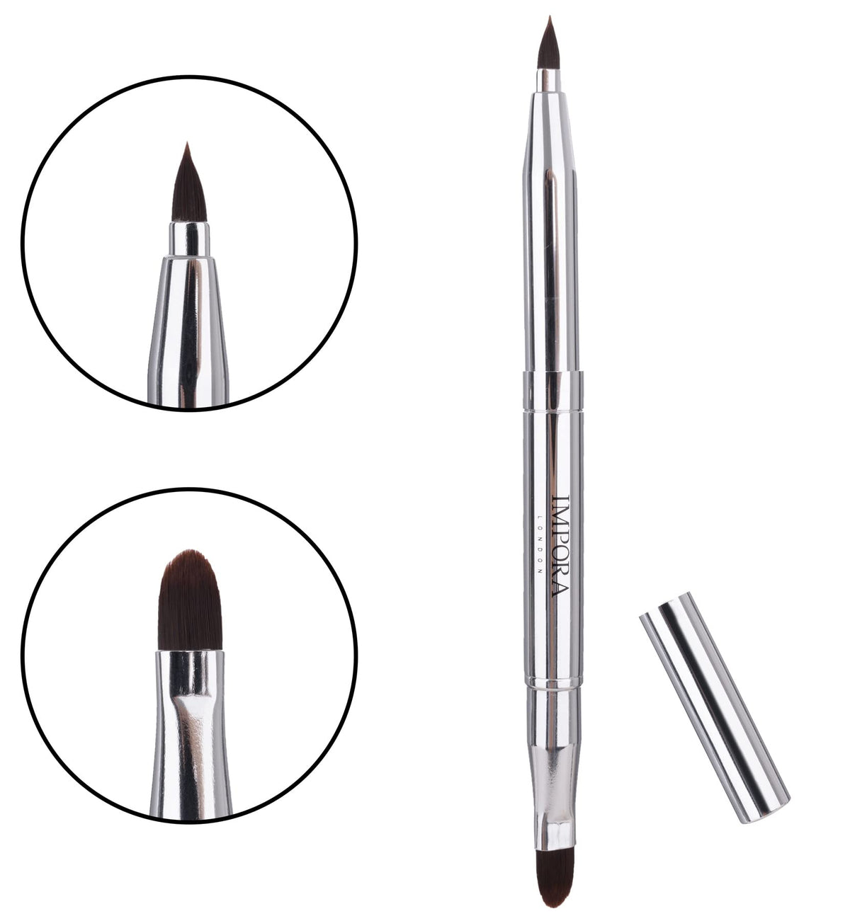 IMPORA LONDON Retractable Lip Makeup Brush by Impora London. Perfect for Travel, Lightweight, Handbag Ready. Lipstick Brush with Lid.