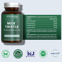 ZEROHARM Milk Thistle Capsules– Liver Support & Detox Supplement with Artichoke, Dandelion & Turmeric – Liposomal Nano Absorption - High Strength Herbal Supplement for Men & Women– 60 Capsules