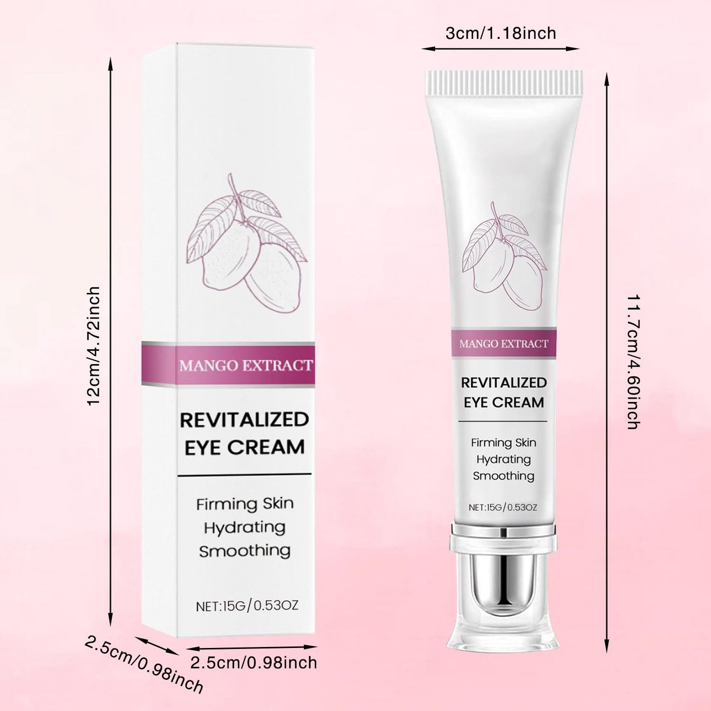 Ninnyi Mango Revitalize Eye Cream, Hyaluronic Acid Repair Cream, Mango Activating and Firming Eye Cream, Removes Eye Bags & Dark Circles