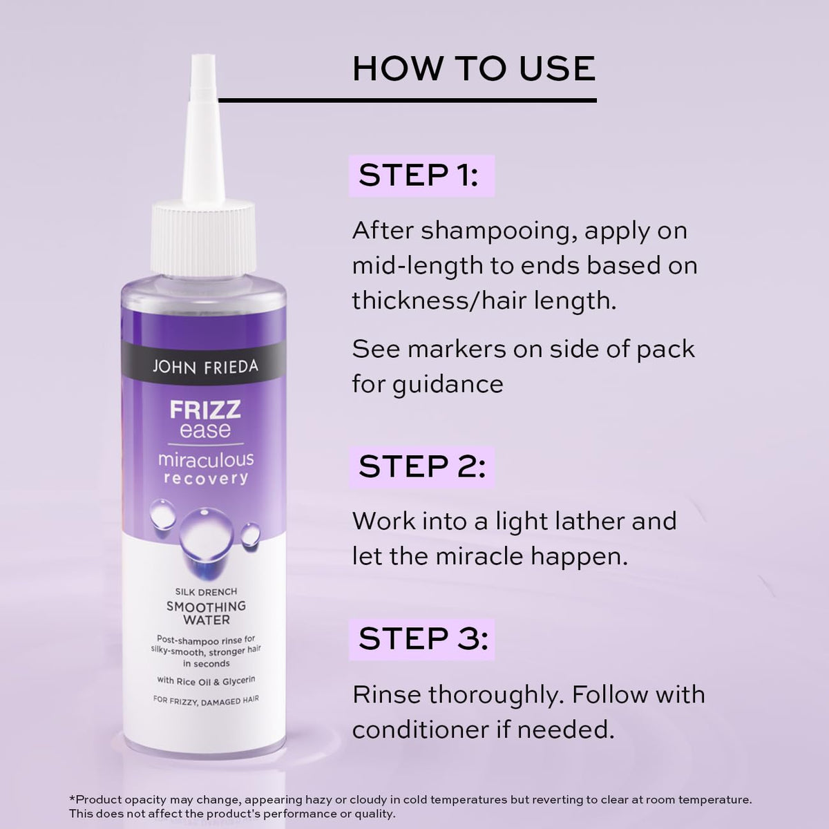 John Frieda Miraculous Recovery Silk Drench Smoothing Water, Lamellar Water for Frizzy Hair, 200ml