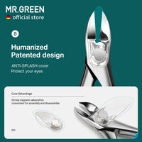 MR.GREEN Splash Resistant Nail Scissors Stainless Steel Nail Clipper Pedicure Tool Toenail Clipper for Thick or Ingrown Toenails (Orange Handle)
