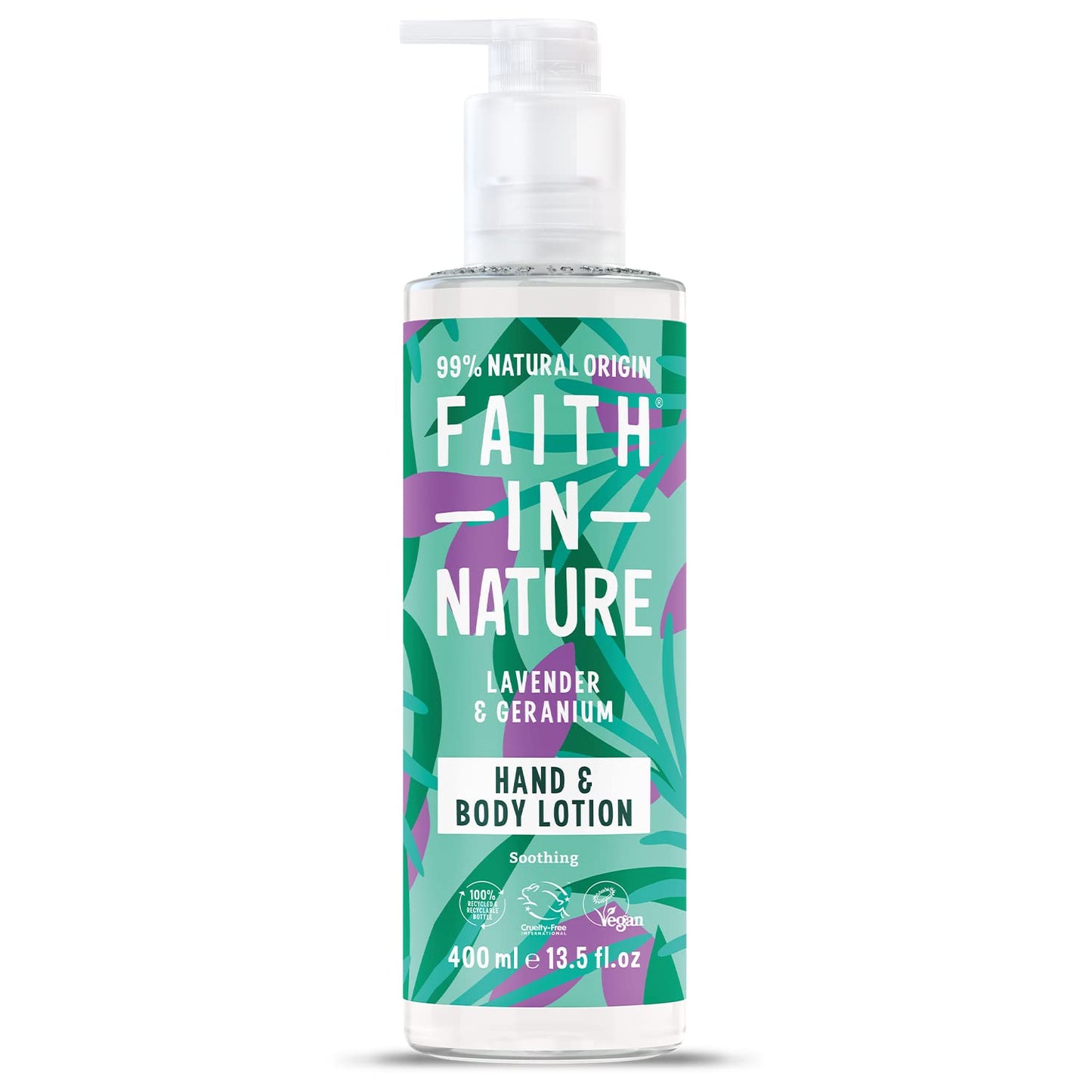 FAITH IN NATURE Faith In Nature Natural Lavender and Geranium Hand and Body Lotion, Relaxing, Vegan and Cruelty Free, No SLS or Parabens, 400 ml