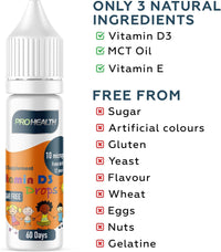 PROHEALTH Certified Preservative-Free Vegan Vitamin D3 Drops for Infants & Children - Sugar-Free, All-Natural, NHS Approved (60- Days Supply, 2-Pack)