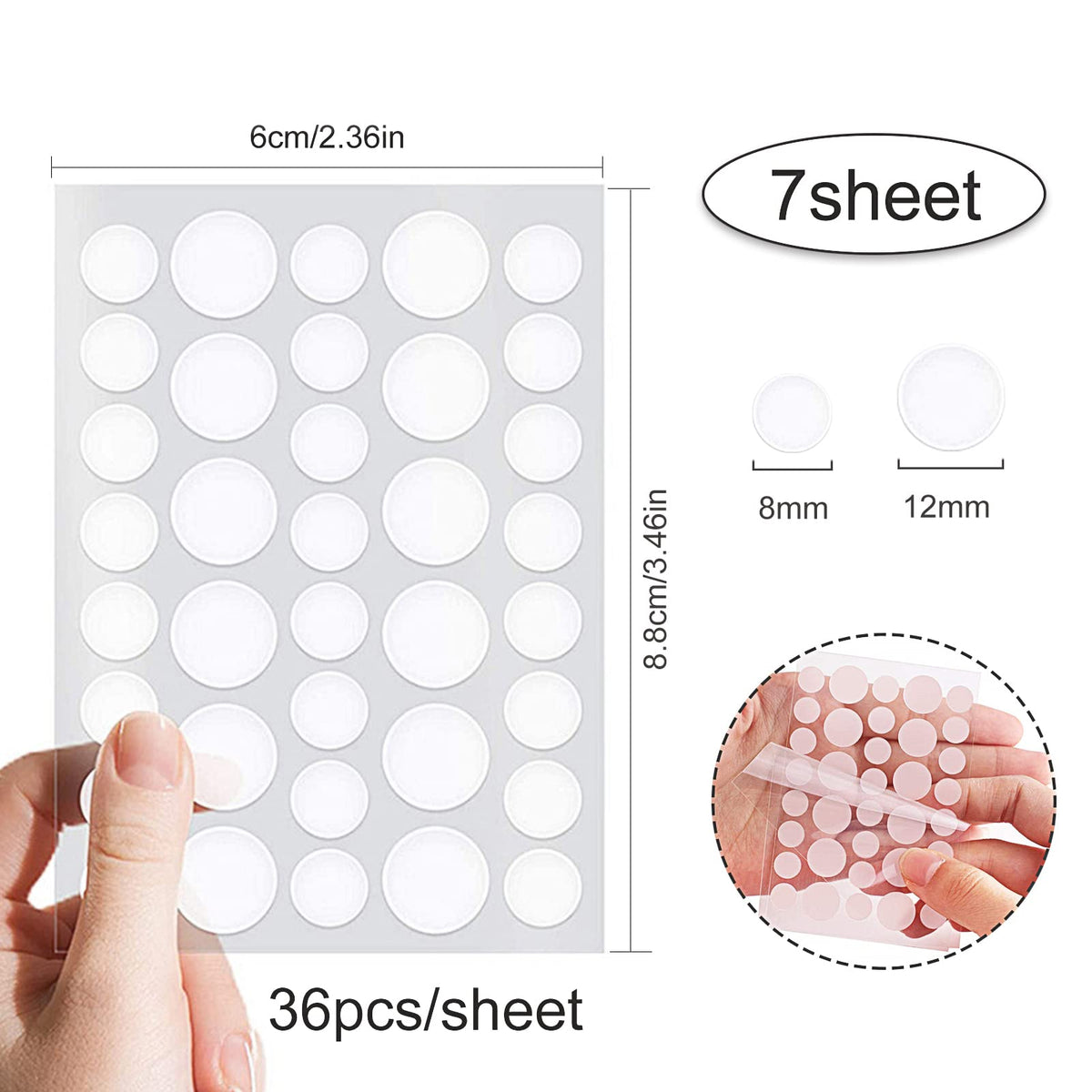 Udewo 252PCS Pimple Patches Acne Healing Patches Spot Treatment Sticker Absorbing Pimple Patches Translucent Hydrocolloid Patches Acne Stickers Invisible Spot Patches Blemish Stickers for Face and Body