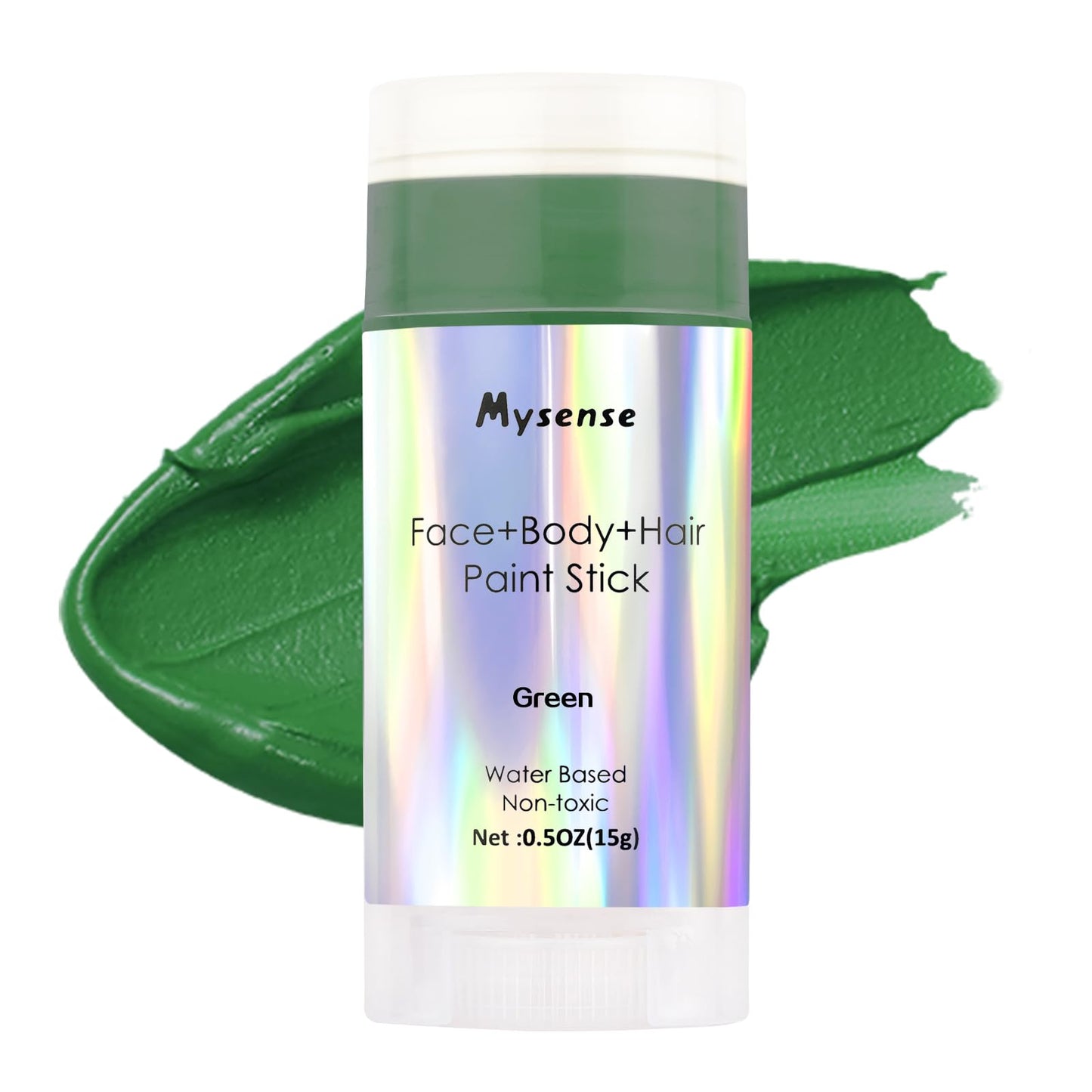 Mysense Green Face Body Hair Paint Stick,Water Based Washable Temporary Hair Paint,Non-toxic Hypoallergenic Cream Body Paint for Adults and Children Halloween Cosplay Camo Witch Makeup,0.5oz(15g)